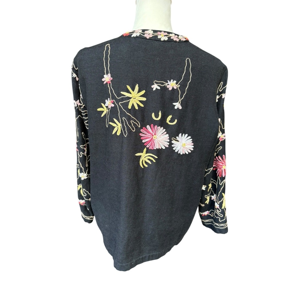 Vermont Country Store Embroidered Floral‎ Cottagecore Boho Cardigan Jacket - M - Picture 4 of 10